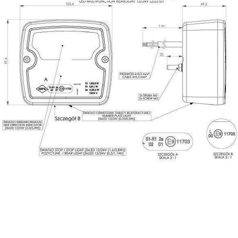 LED Schlussleuchte Horpol