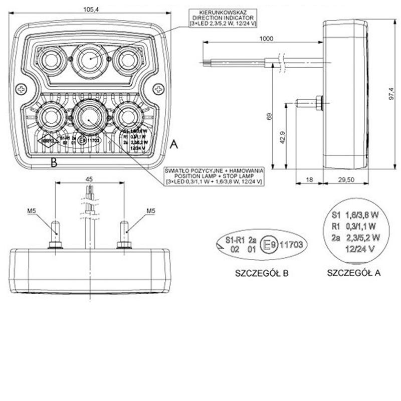 LED Schlussleuchte Horpol