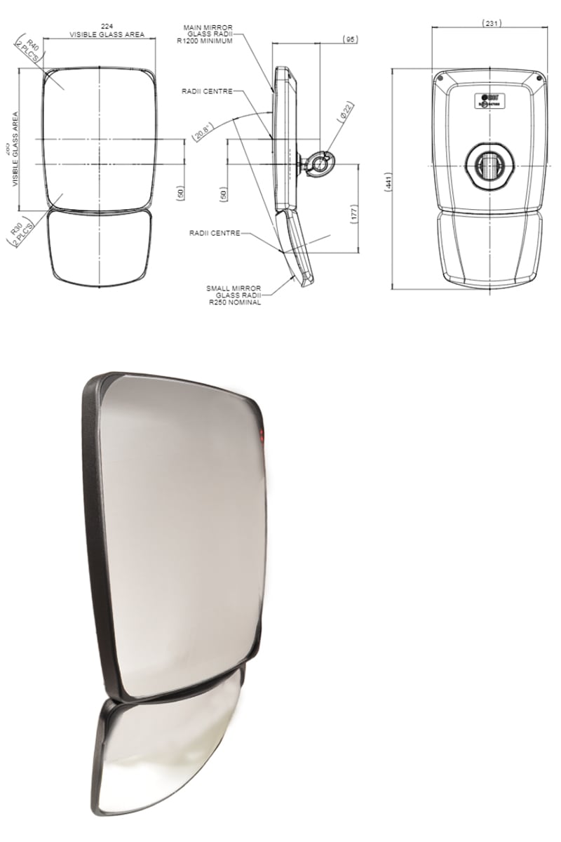 Bild von Hauptspiegel Britax 441 x 231 mm