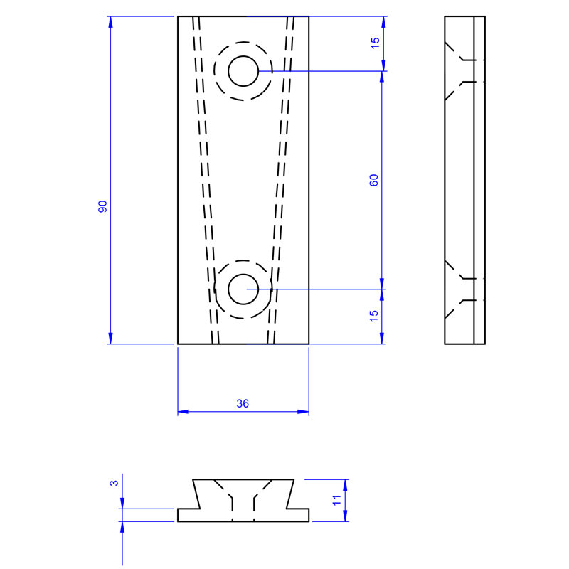 Bild von Schwalbenschwanz Innenteil Aluminium blank