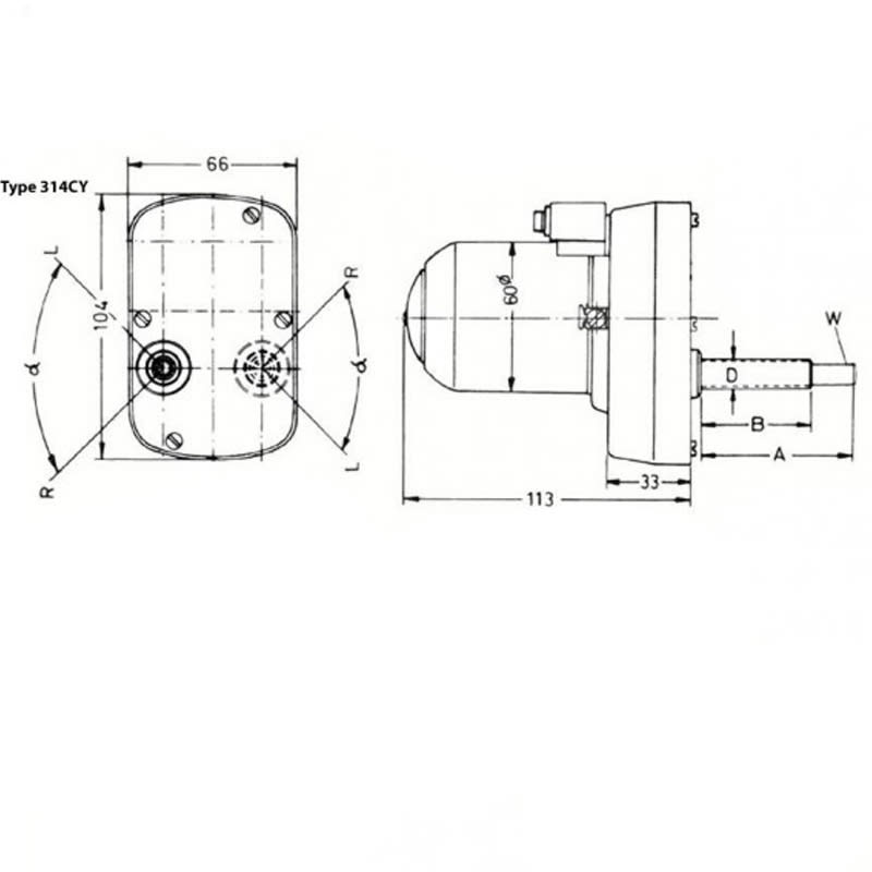 Wischermotor 12 V 135 ° mit Schalter 