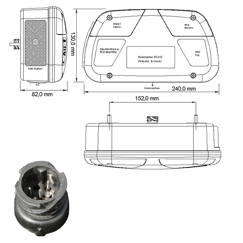 Bild von Schlussleuchte Sanube München 7-Pol DIN Anschluss