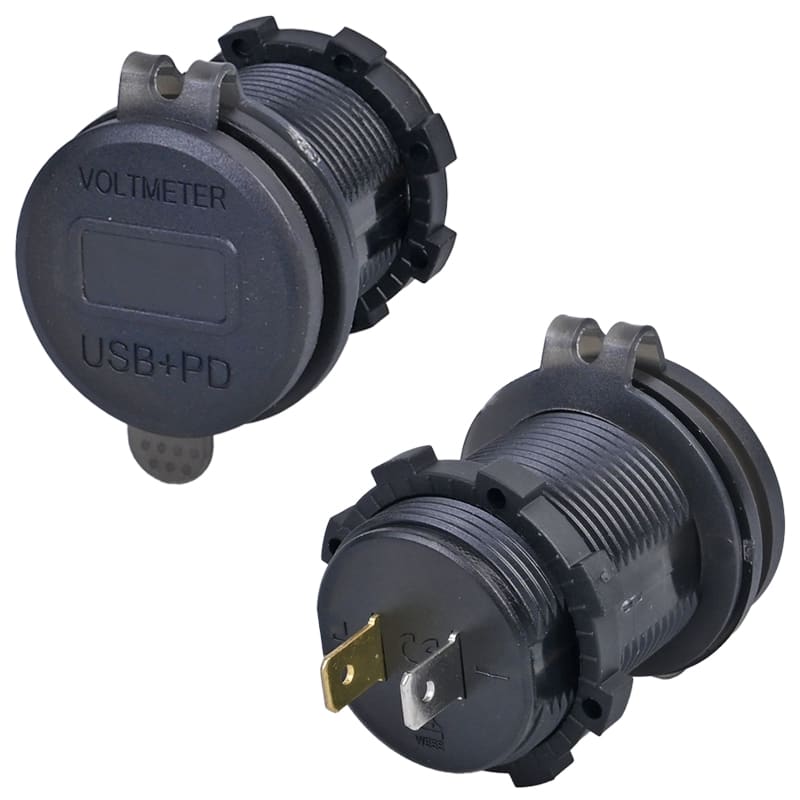 Bild von Einbaudose Ø 30, Voltmeter / USB-A / USB-C 12-24 V