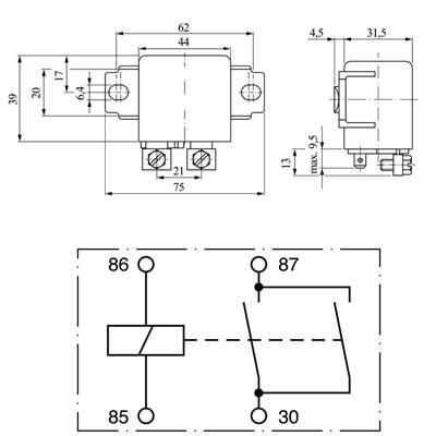 Bild von Leistungsrelais 12 - 24 V / 50-75 A Schliesser
