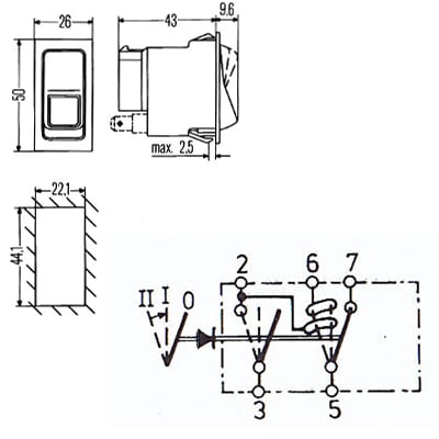 Bild von Kippschalter 44 x 22 mm rückf.
