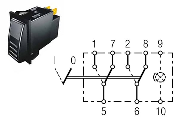 Bild von Kippschalter 44 x 22 mm rast. Ein-Ein, Ein-Ein