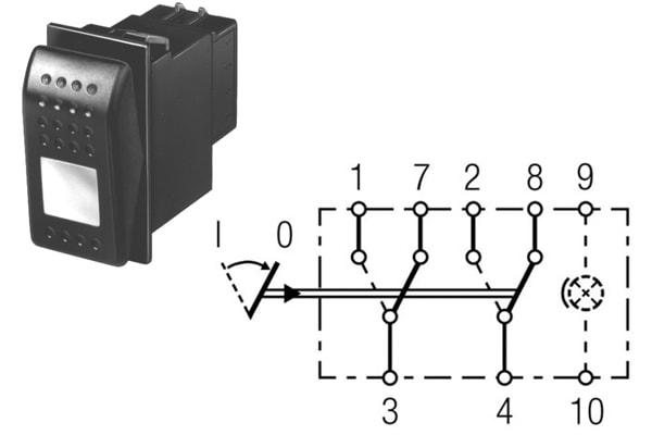 Bild von Kippschalter 44 x 22 mm rückf. Ein-Ein, Ein-Ein