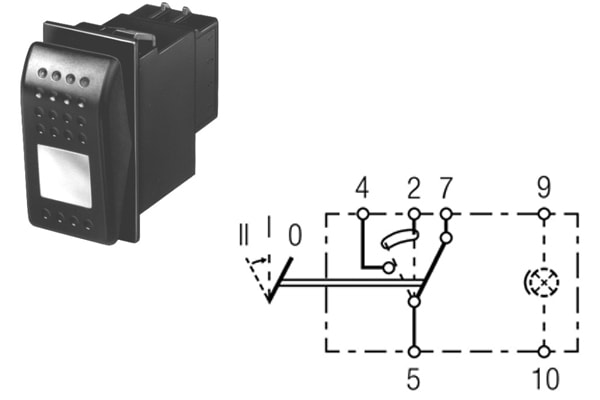 Bild von Kippschalter 44 x 22 mm rast. Ein-Ein-Ein