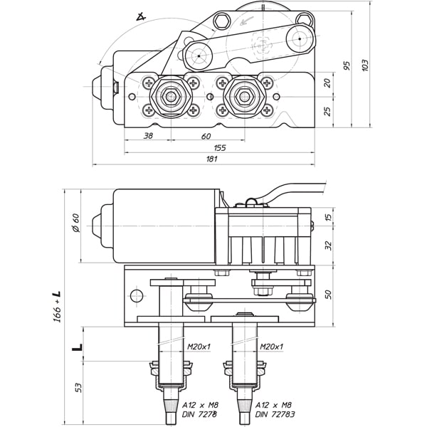 Bild von DOGA Getriebemotor mit Wischergestänge 60° / 90°