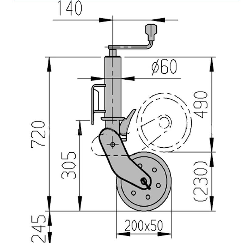 Bild von Automatik Stützrad verstärkt 245 mm 245 Hub