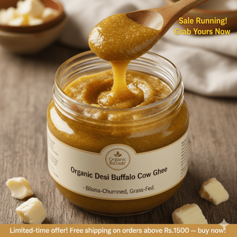 Pure Desi Bufallo Cow Ghee | Grass-Fed, Bilona Churned | Organic Bazaar