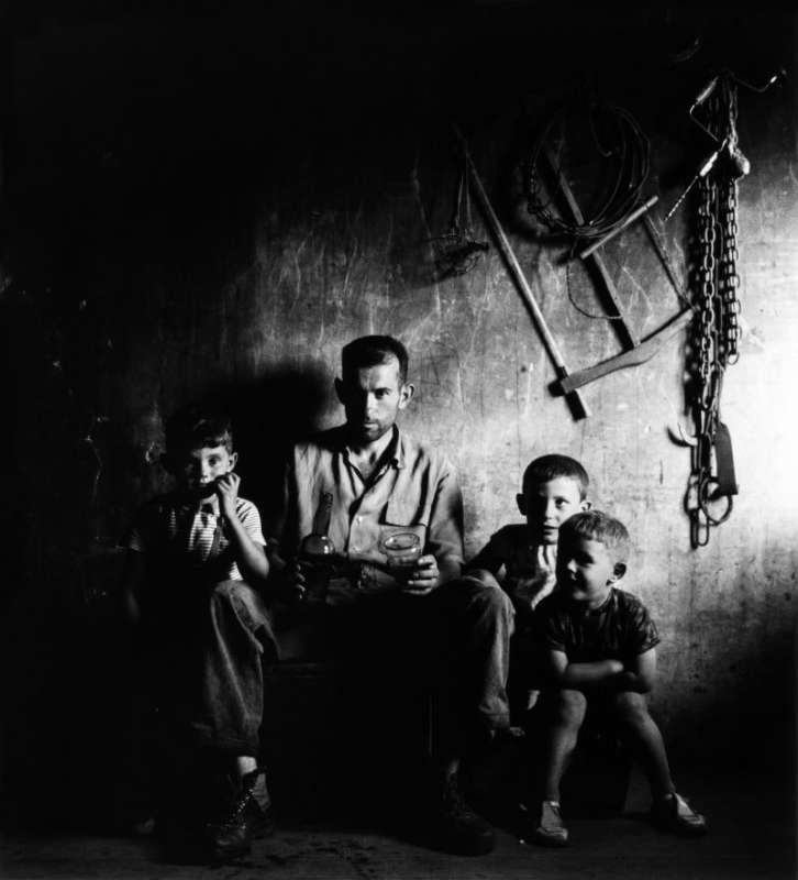 Black and white photo of Gabriel Cuallado, entitled Cellar in Asturias (Asturias)