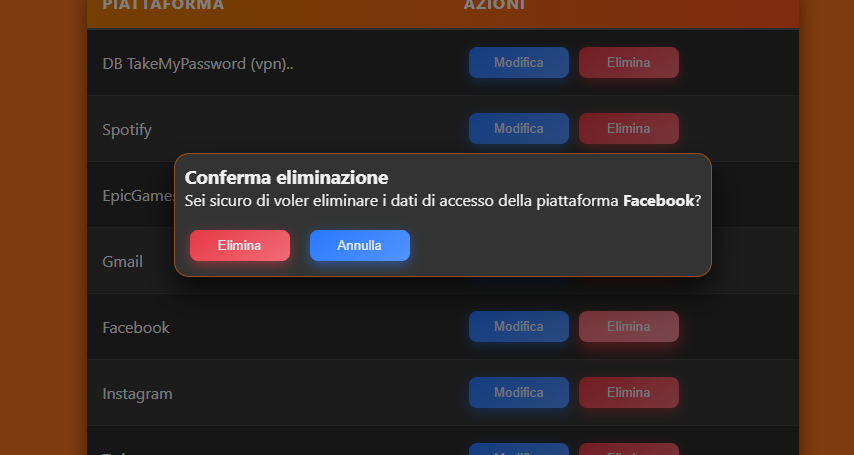 Screenshot 1: Dashboard Gestore Password