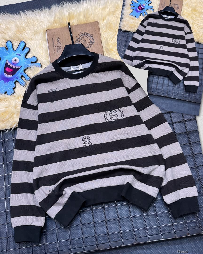 B/W Striped Sweat Shirt