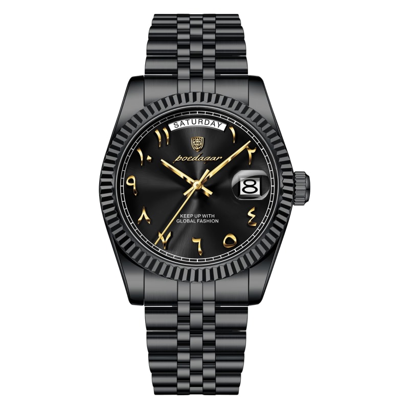 POEDAGAR 845 Full Date Stainless Steel Gents Watch