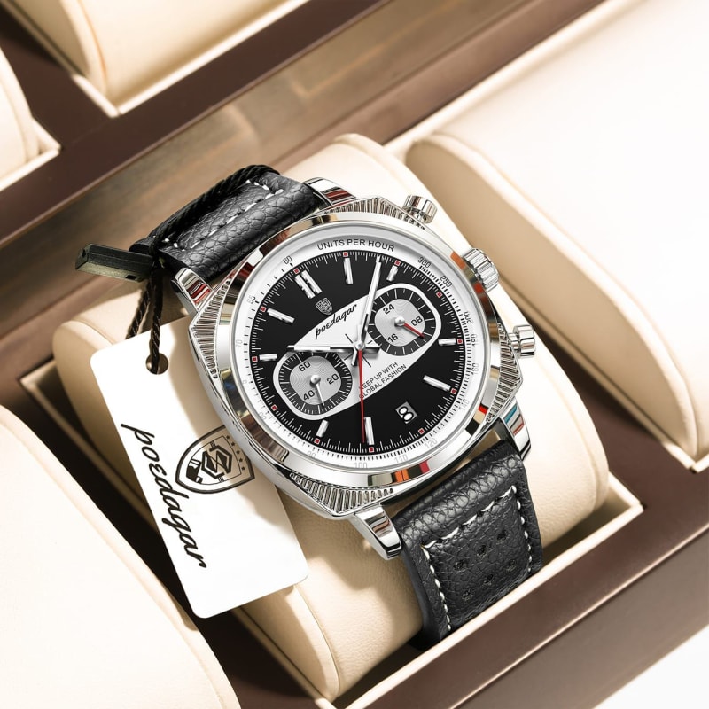 POEDAGAR 838 Genuine Leather Chronograph Gents Watch Men's Watches in Kenya