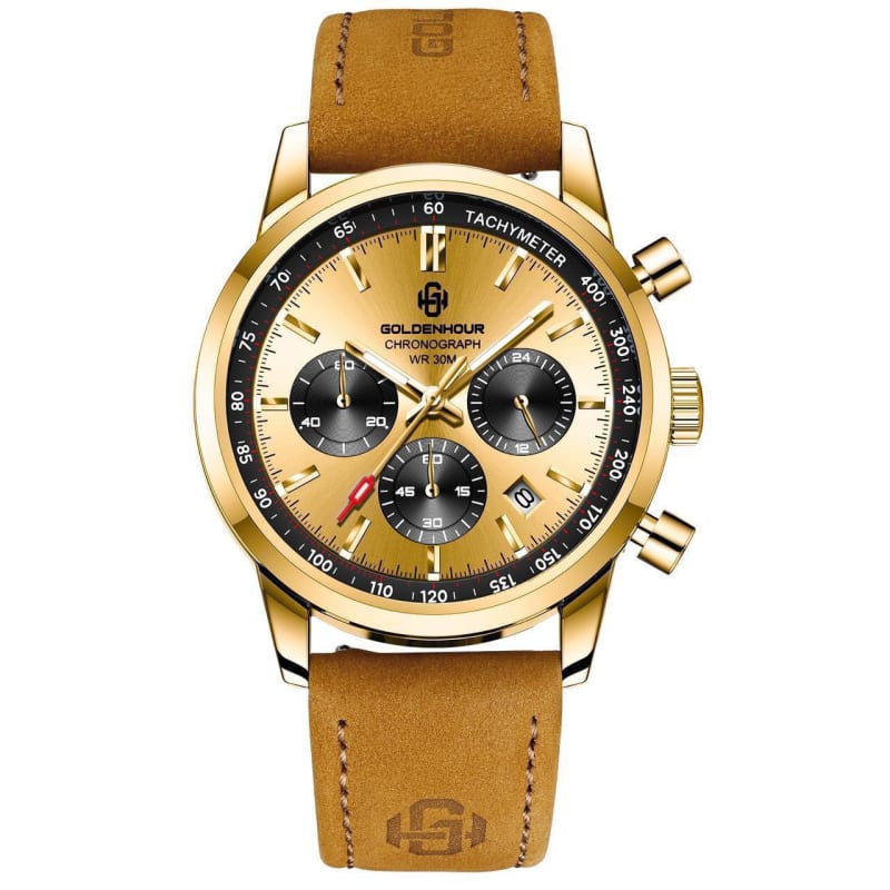 GOLDEN HOUR Chronograph Leather Strap Men's Watch Men's Watches in Kenya