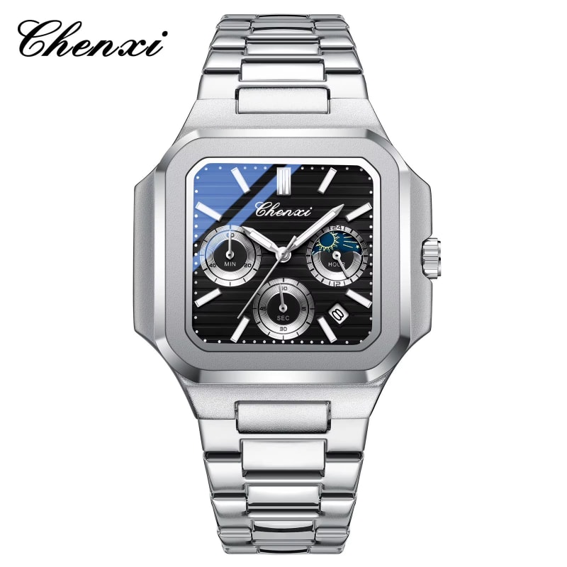 CHENXI 966 Square Analog Dial Multifunction Chronograph Stainless Steel Mens Watch Men's Watches in Kenya
