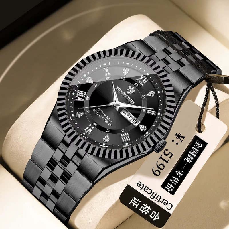 Binbond 5353 Ultra Thin Luxury Business Casual Alloy Mens Watch - Black