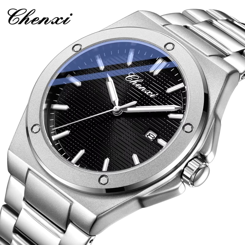 CHENXI 8261 Premium Quartz Classic Round Dial Stainless Steel Mens Watch - S.Black