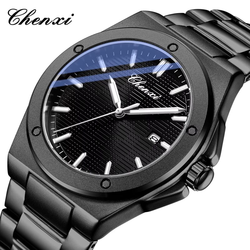 CHENXI 8261 Precision Core Classic Functionality Stainless Steel Mens Watch - Full Black