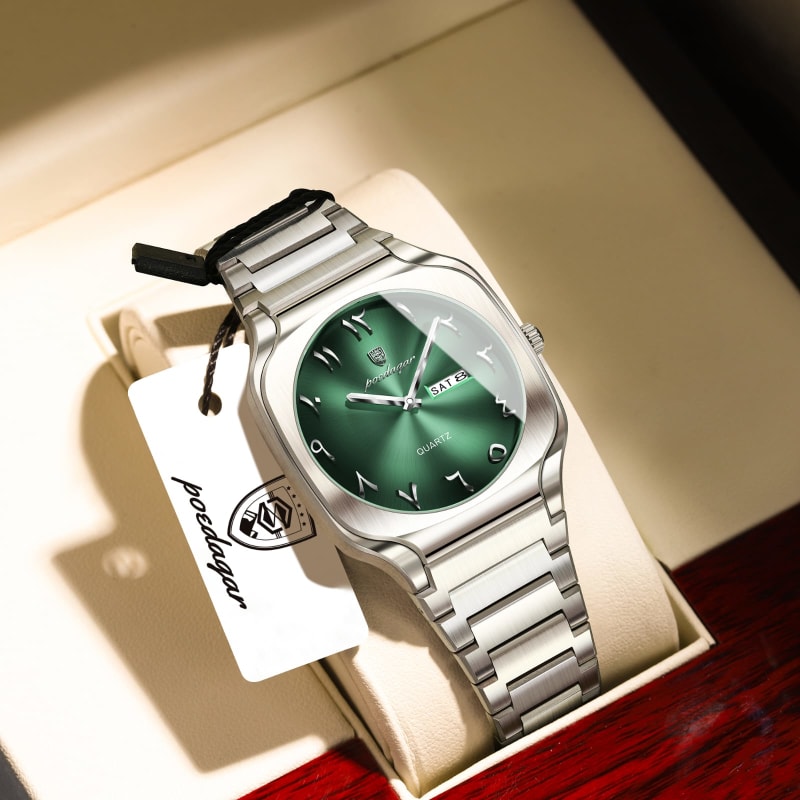 POEDAGAR 616 Stainless Steel Battery Powered Water Resistant Mens Watch