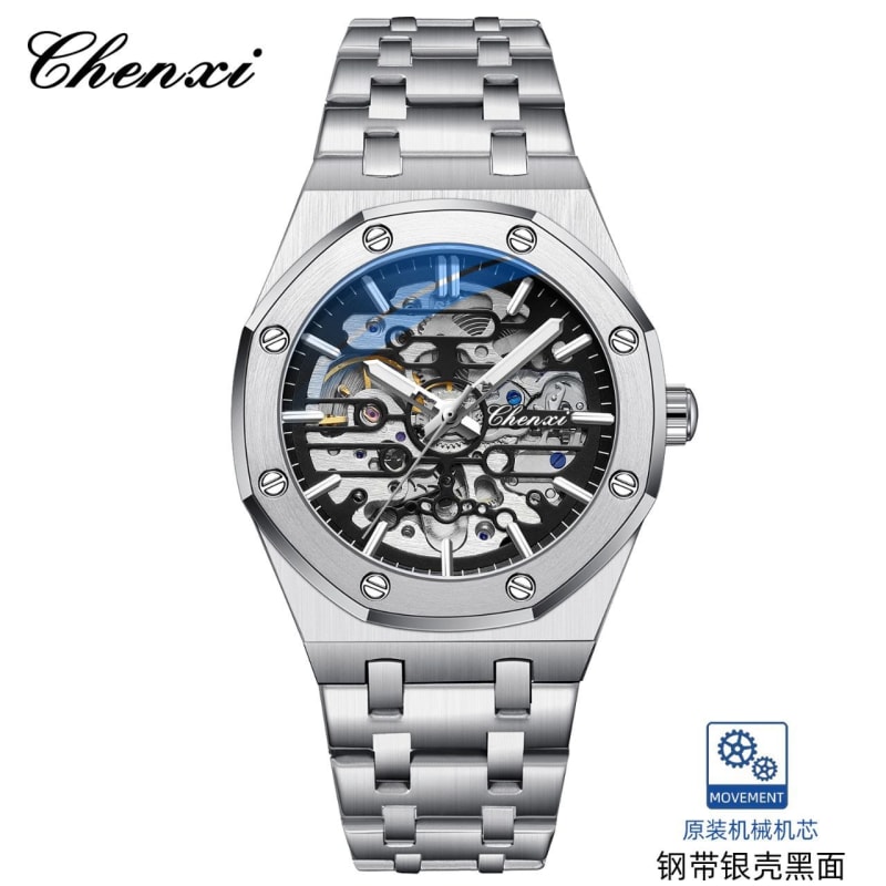 CHENXI 8848 Automatic Movement Skeleton Dial Stainless Steel Mens Watch in Kenya
