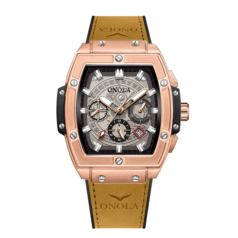 ONOLA ON6819 Chronograph Water Resistant Genuine Leather Mens Watch