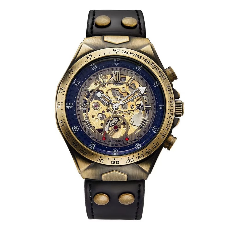 Automatic Gents Watch Bronze Casing Water Resistant Genuine Leather Mens Watch in Kenya
