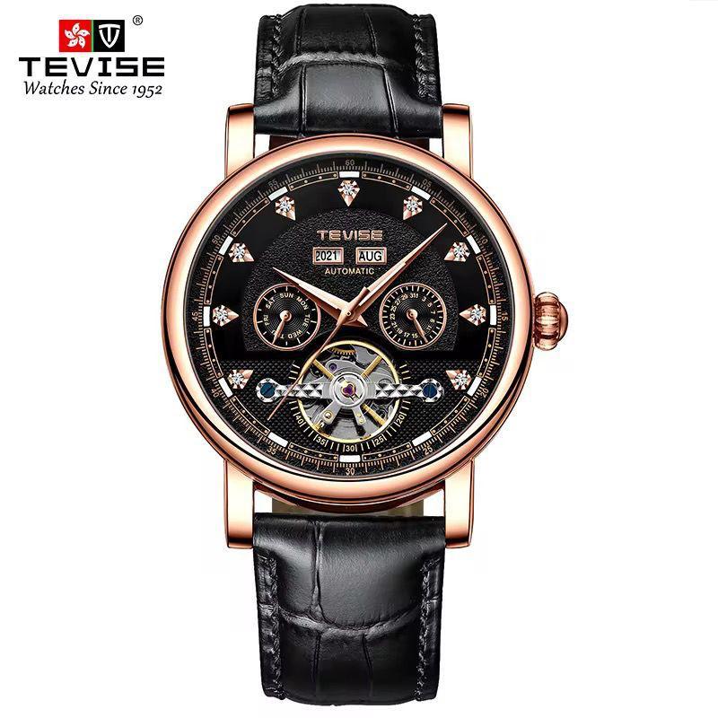 TEVISE 867C Automatic Self-Winding Luxury Analog Leather Mens Watch