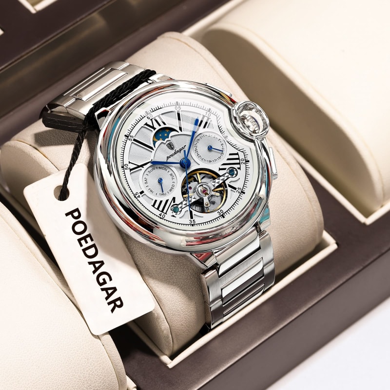 POEDAGAR 1413 Tourbillon Automatic Chronograph Stainless Steel Mens Watch in Kenya