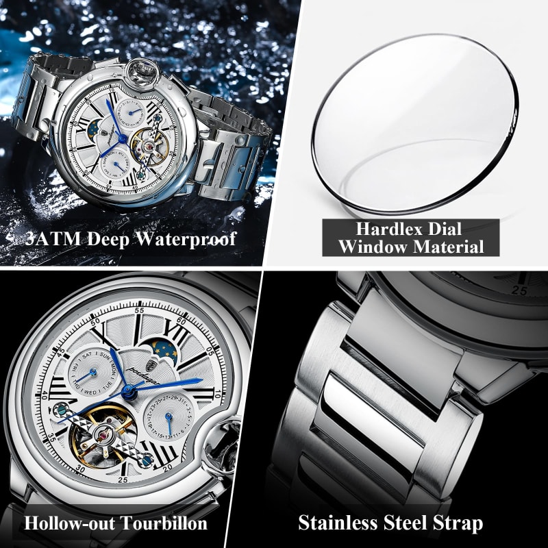 POEDAGAR 1413 Tourbillon Automatic Chronograph Stainless Steel Mens Watch in Kenya