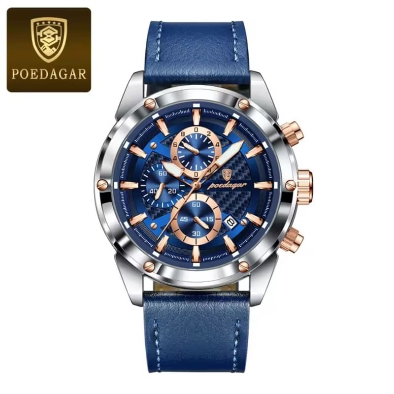 Poedagar Genuine Leather Water Resistant Chronograph Men's Watch Men's Watches in Kenya