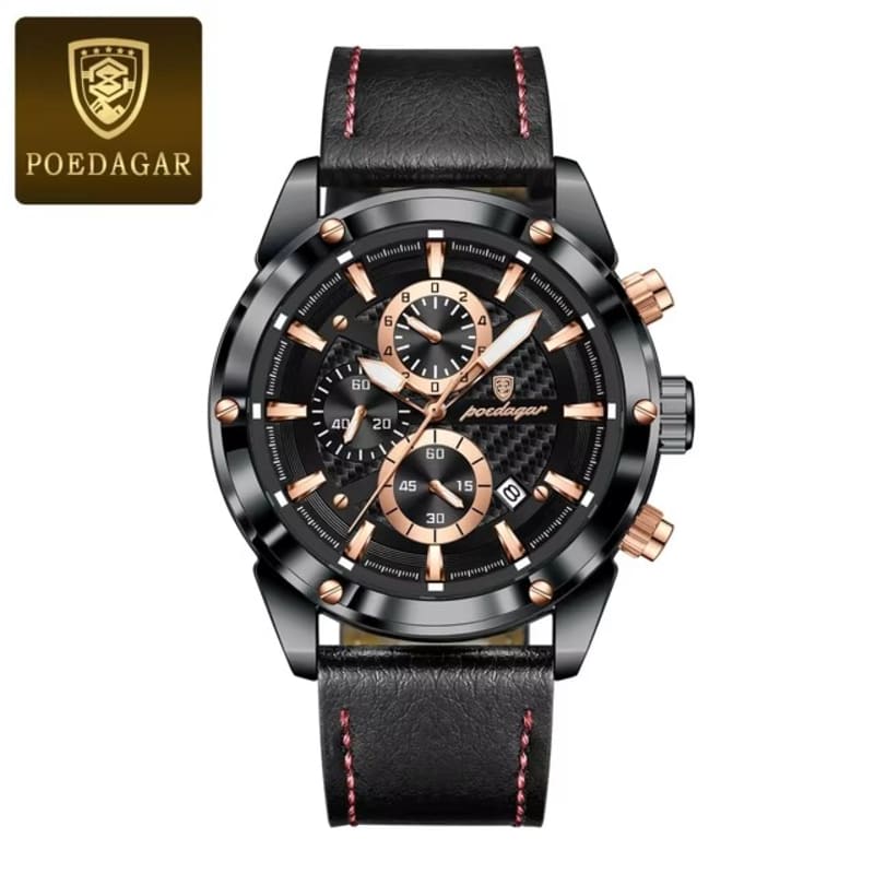 Poedagar Genuine Leather Water Resistant Chronograph Men's Watch Men's Watches in Kenya