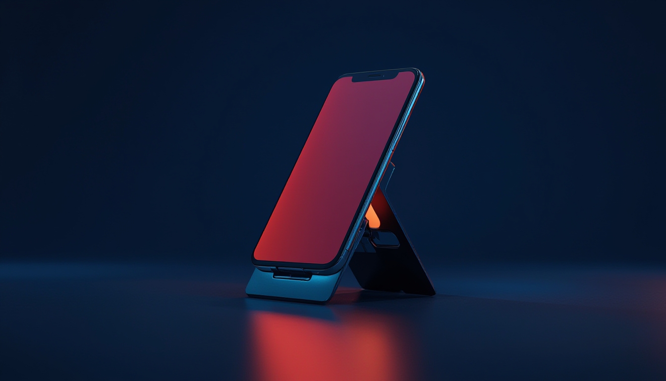 Suporte dobrável apoiando smartphone