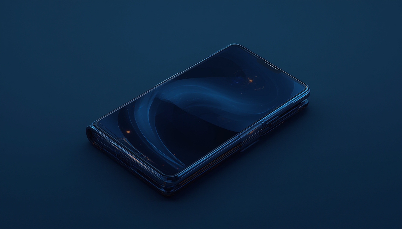 Smartphone dobrável aberto mostrando tela interna grande com dobradiça elegante
