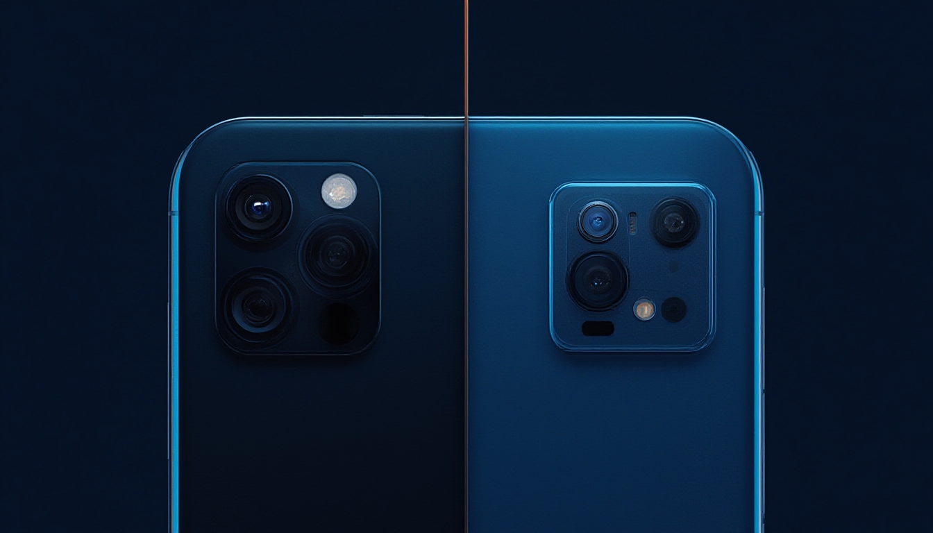 Comparação lado a lado de dois módulos de câmera de smartphone