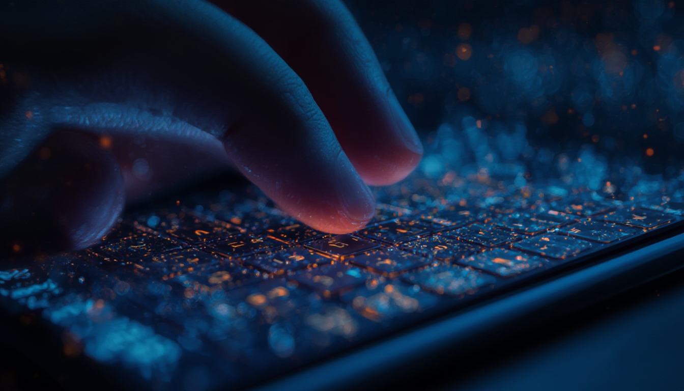Pessoa digitando uma senha alfanumérica forte no teclado do smartphone