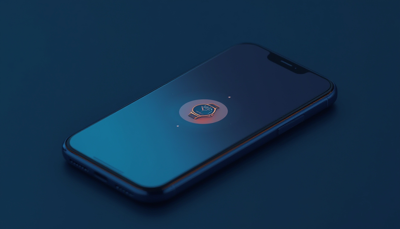 Tela de smartphone exibindo aplicativo de carteira digital com ícone de relógio indicando compra sincronizada