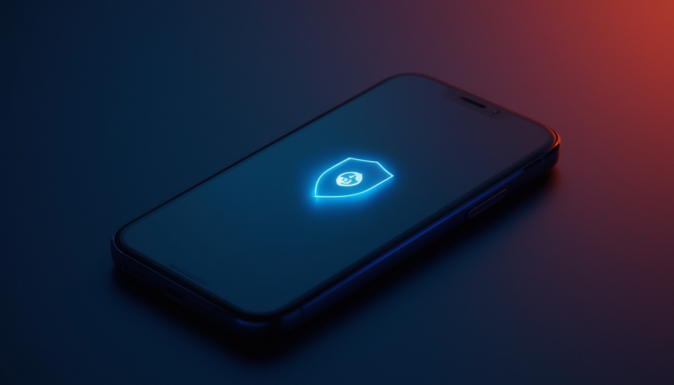 Tela de smartphone mostrando ícone de verificação de escudo na instalação de aplicativo