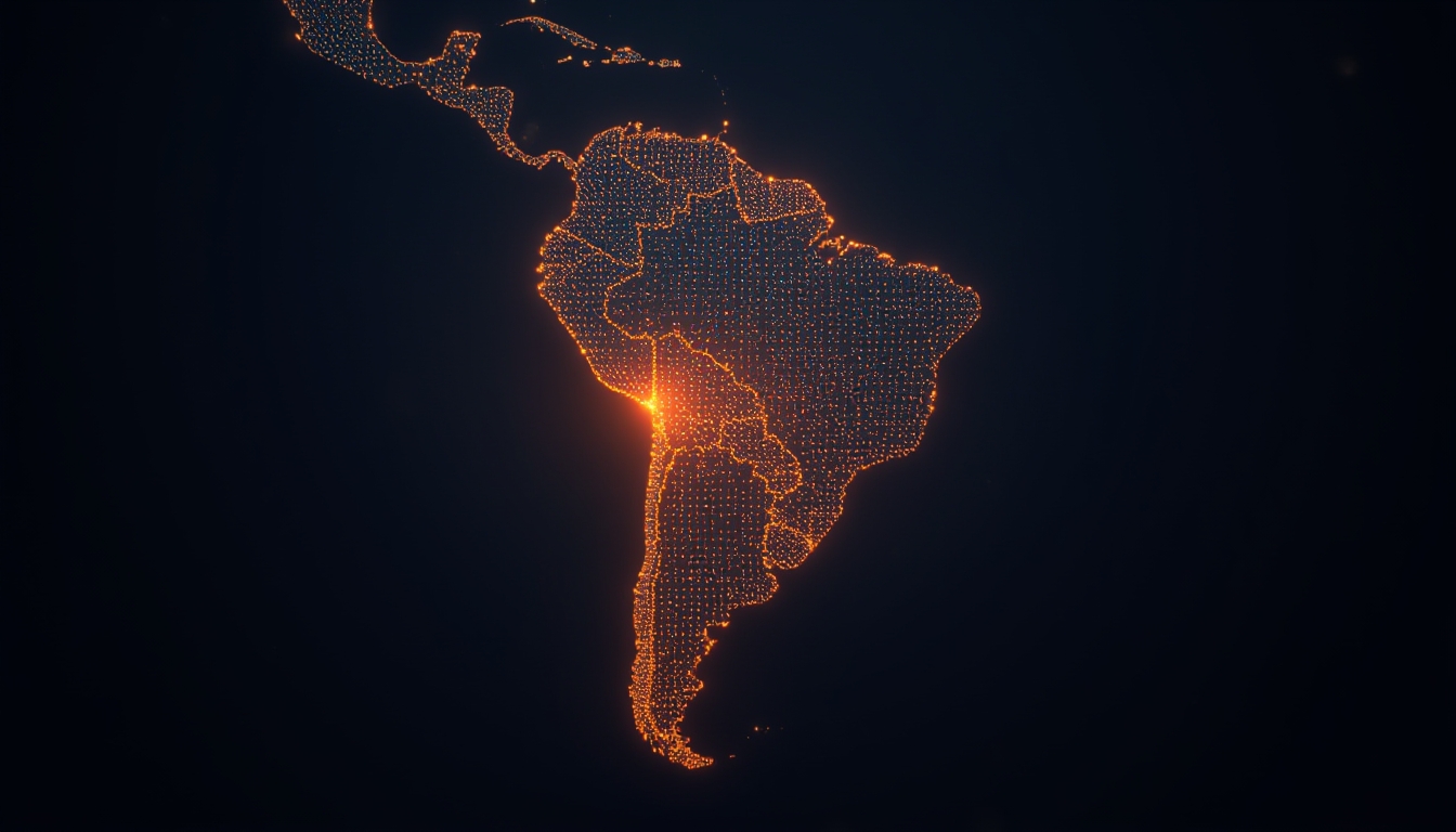Mapa brilhante da América do Sul com o Brasil destacado