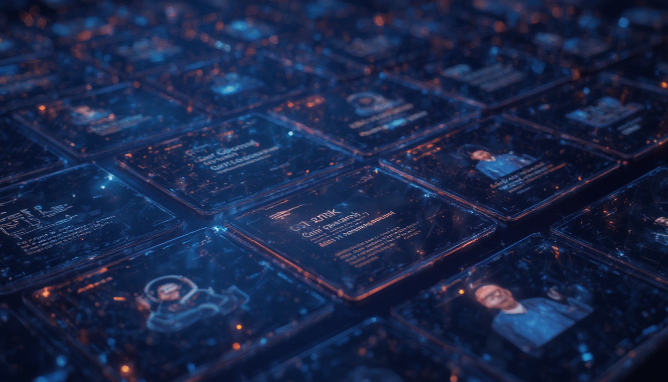 Cartões de conteúdo personalizados sendo gerados por um cérebro de IA para diferentes perfis de clientes