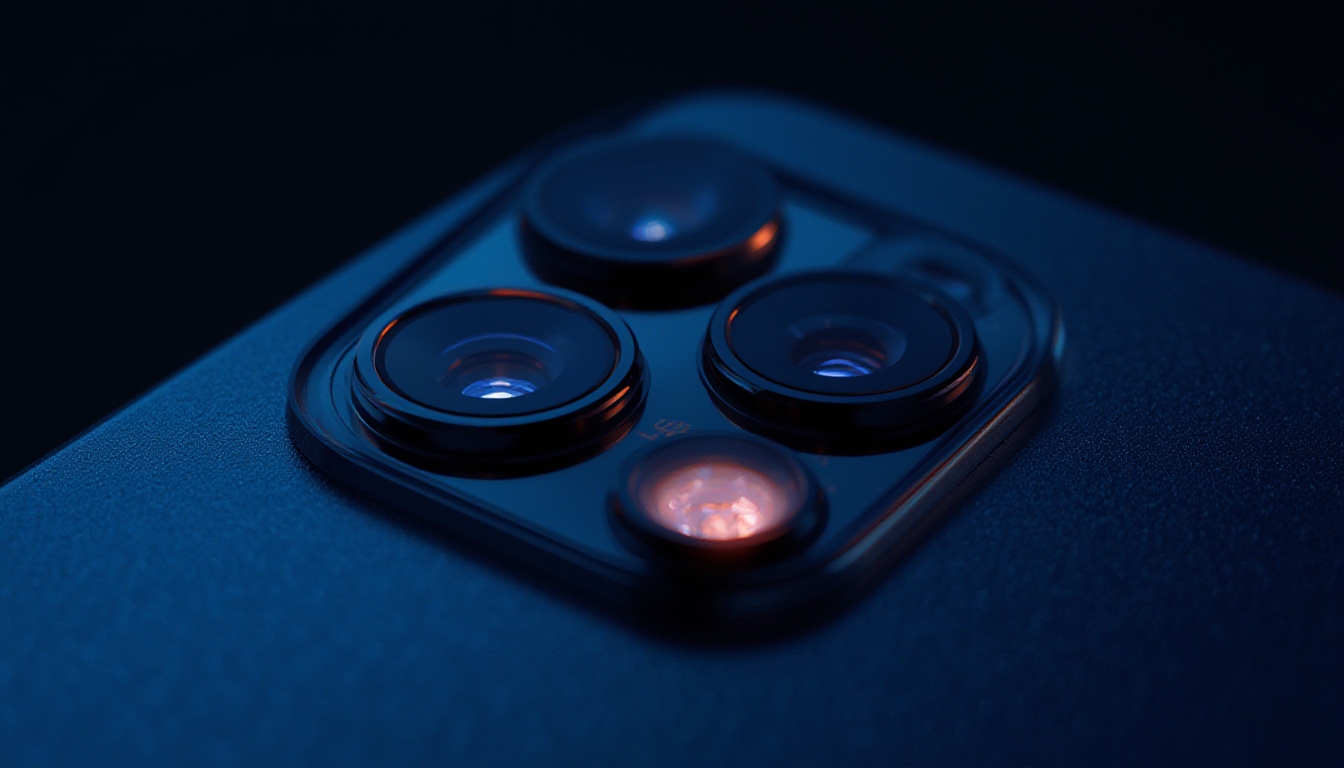 Módulo de câmera de smartphone com lentes duplas iluminadas