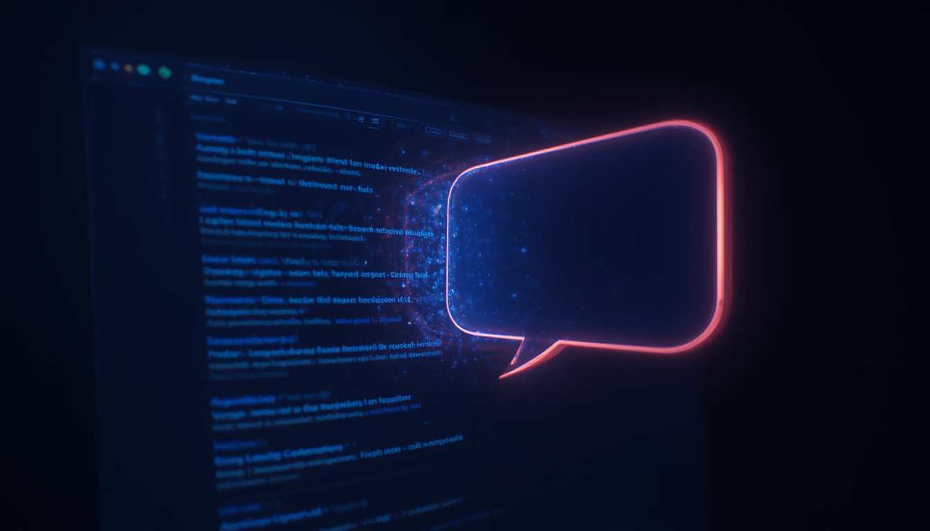 Página de resultados de busca se transformando de uma lista de links azuis em um balão de chat conversacional com IA