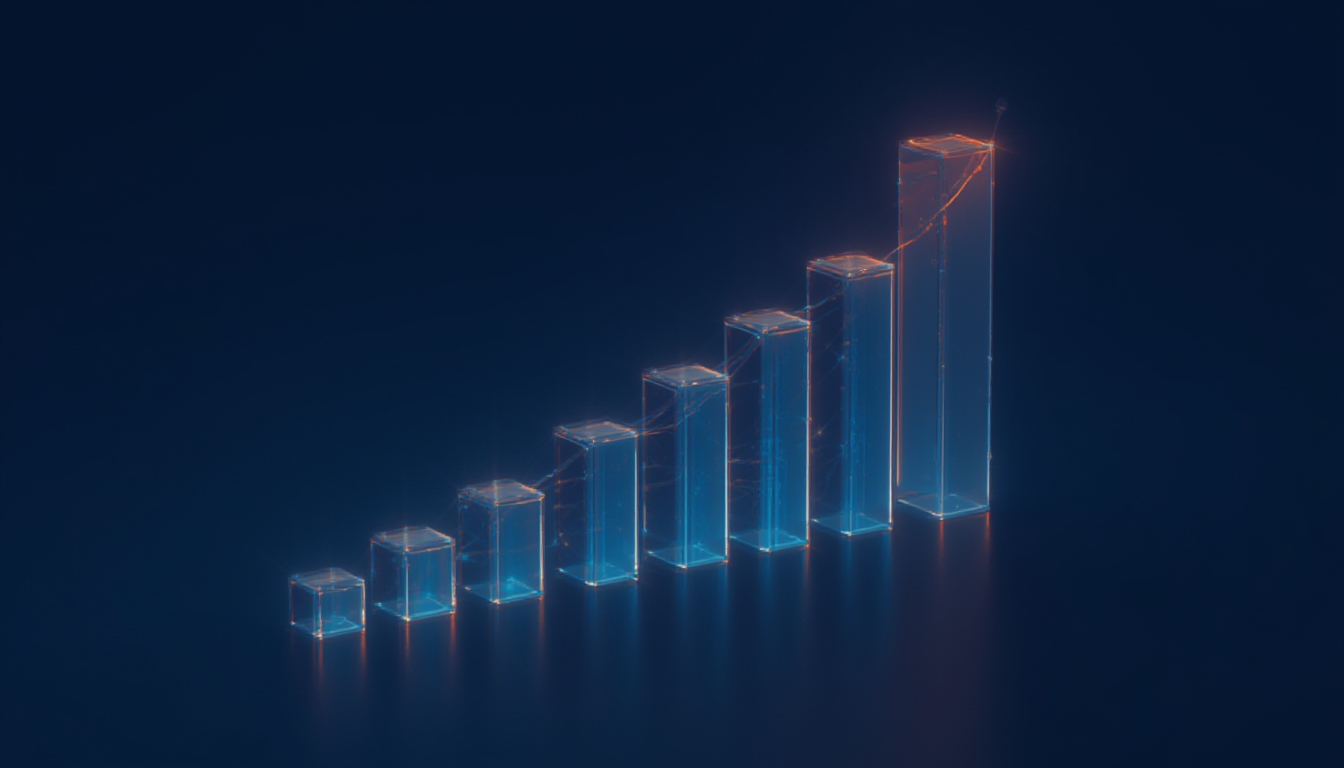 Gráfico de barras ascendente representando o crescimento do tráfego de busca por IA