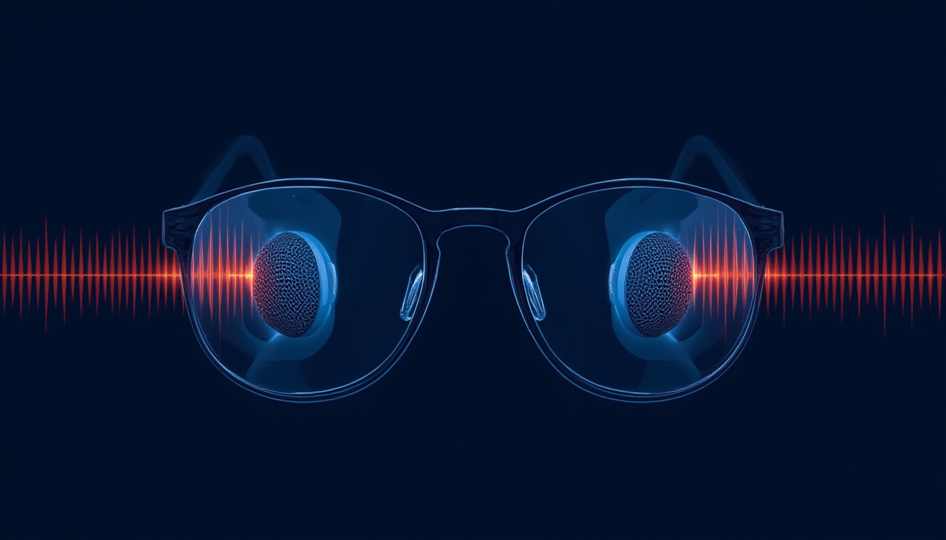 Alto-falantes abertos e microfones embutidos nas hastes de óculos inteligentes