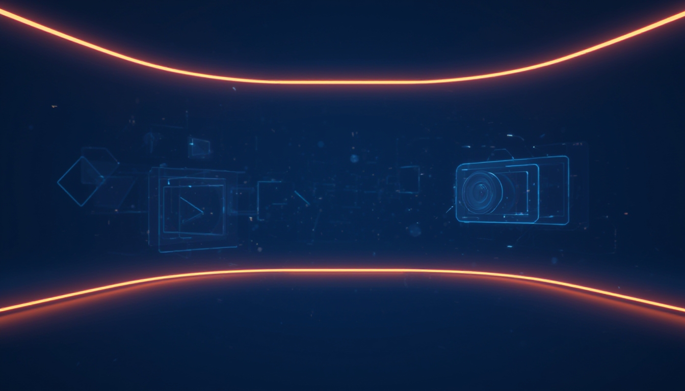 Painéis holográficos de storyboard flutuando em ambiente futurista
