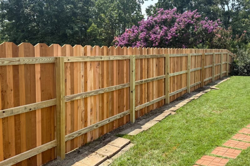 Cedar 3-picket dogear privacy fence installed in Virginia Beach VA by Kempsville Fence — photo 3