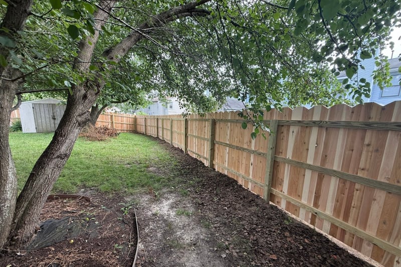 Cedar 3-picket dogear privacy fence in Kempsville Virginia Beach VA by Kempsville Fence — photo 3