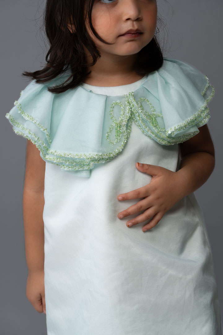 Mint Symphony – Hand-Embellished Cape Dress thumbnail 2